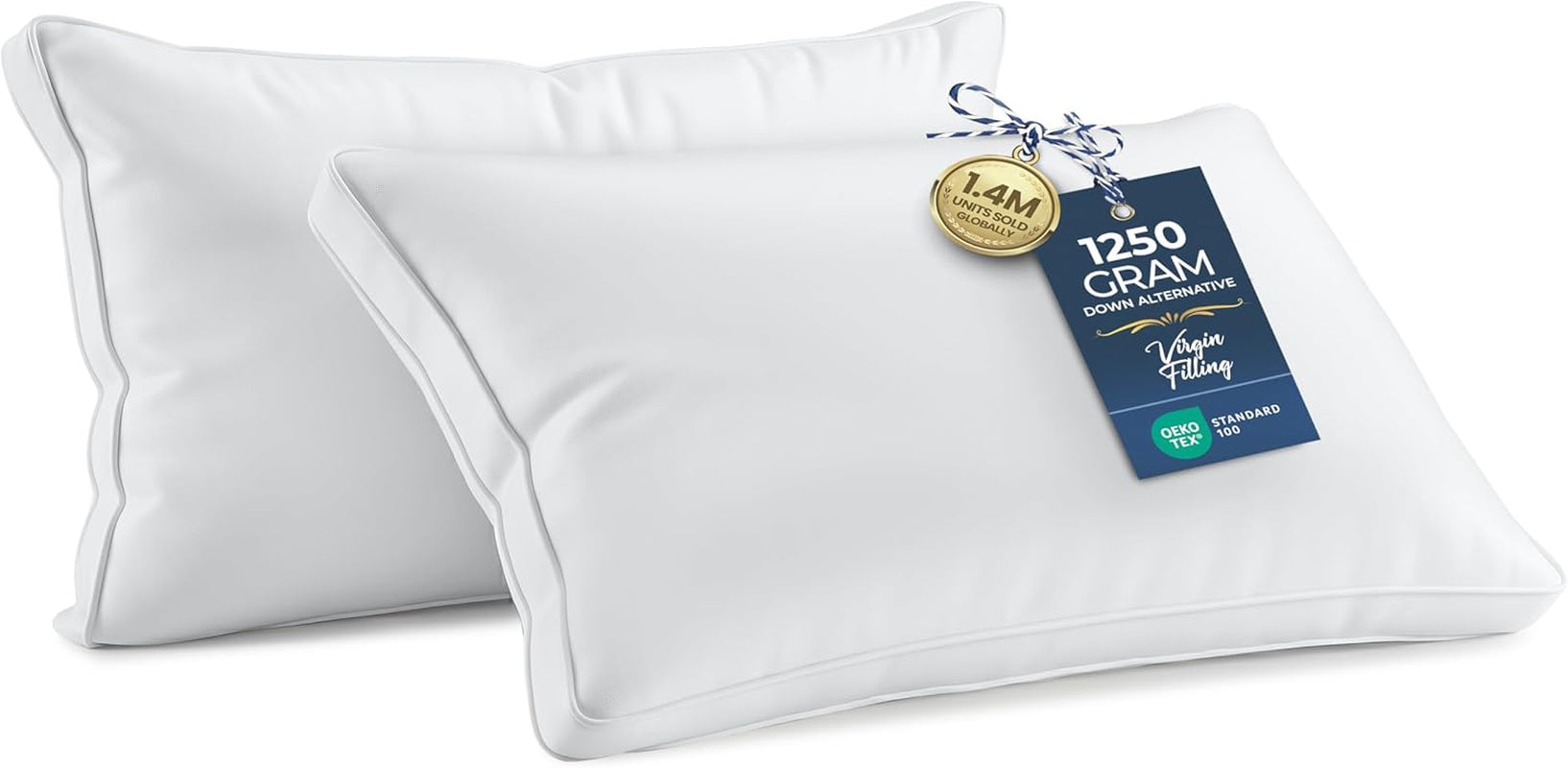 Bed Pillows for Sleeping King Size (White), Set of 2, Soft & Fluffy Pillow with down Alternative Filling, Cooling, Hotel Quality, Gusseted Pillow for Back, Stomach or Side Sleepers