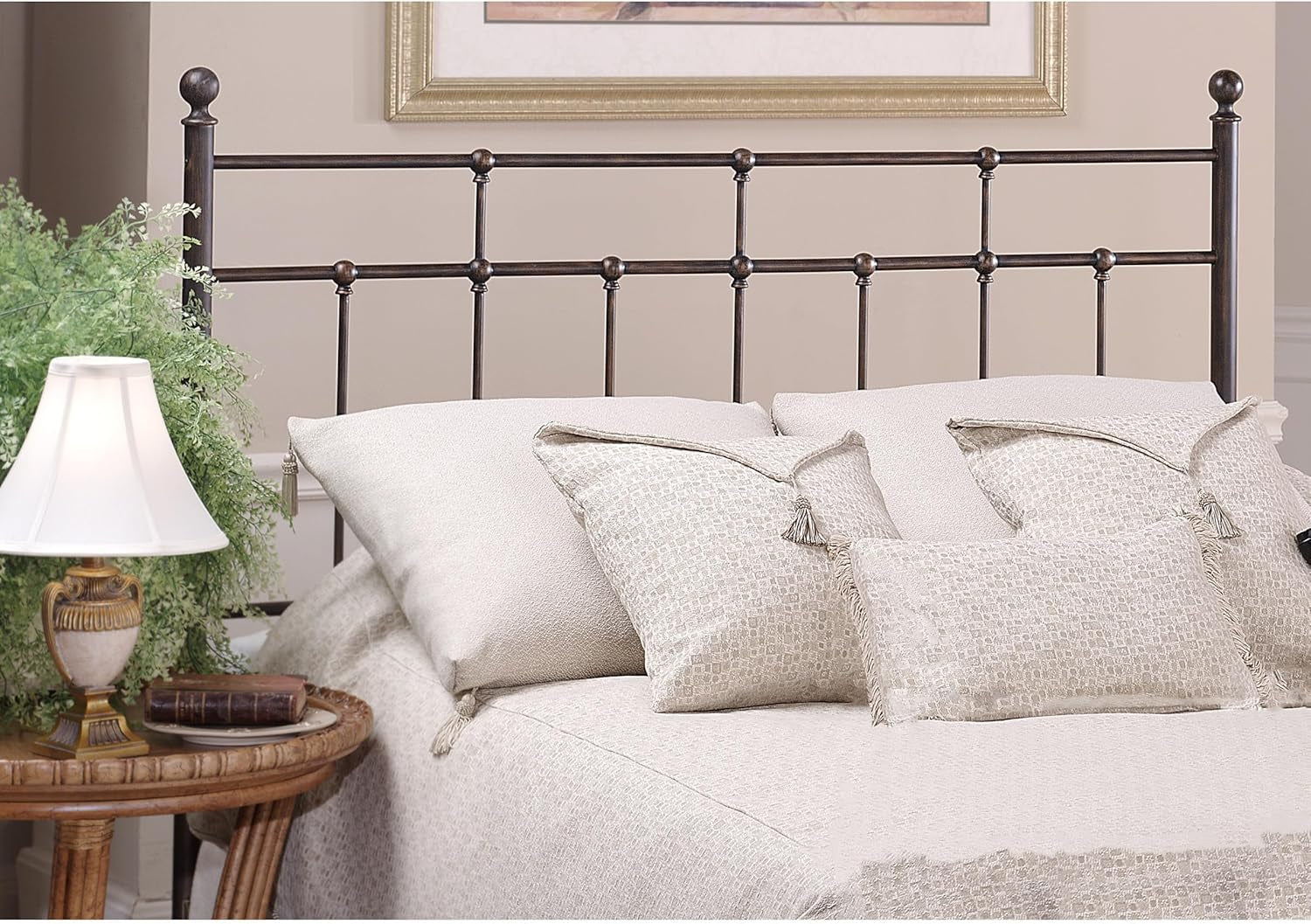 Providence Traditional King Metal Spindle Headboard in Antique Bronze