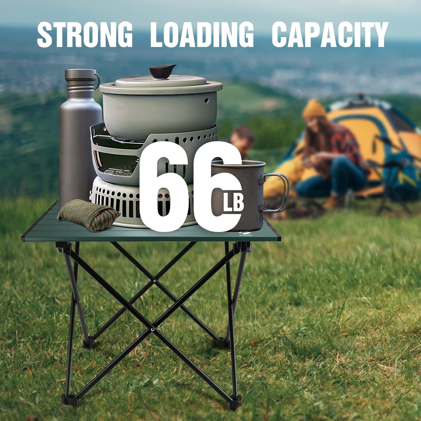Portable Camping Side Table, Ultralight Aluminum Folding Beach Table with Carry Bag for Outdoor Cooking, Picnic, Camp, Boat, Travel