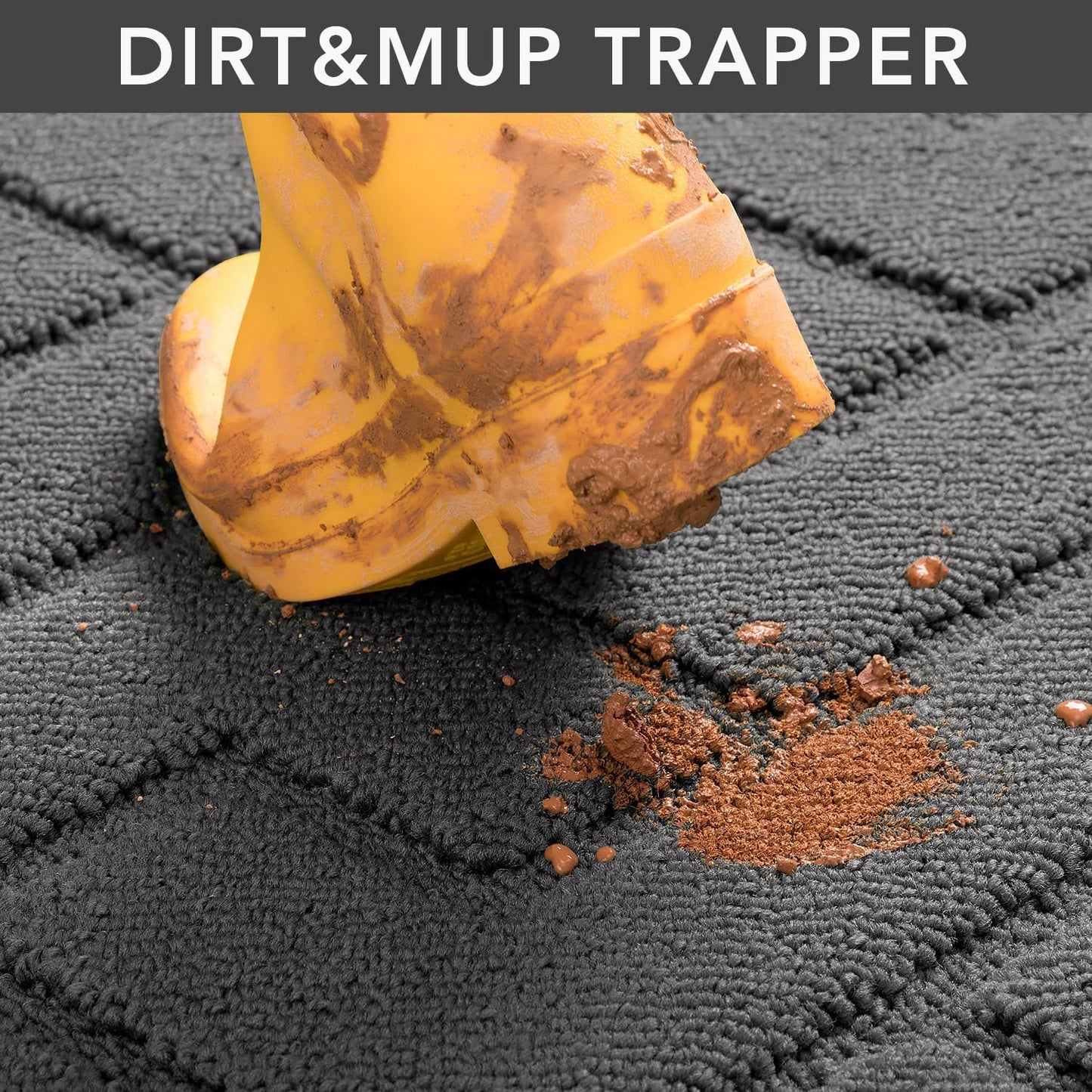 Dirt Trapper Indoor Doormat,20"X31.5" Welcome Door Mat,Non Slip Backing Washable Door Mats,Absorbent and Resistant Low-Profile Entrance inside Floor Mat for Front Back Door and Entryway (Grey)