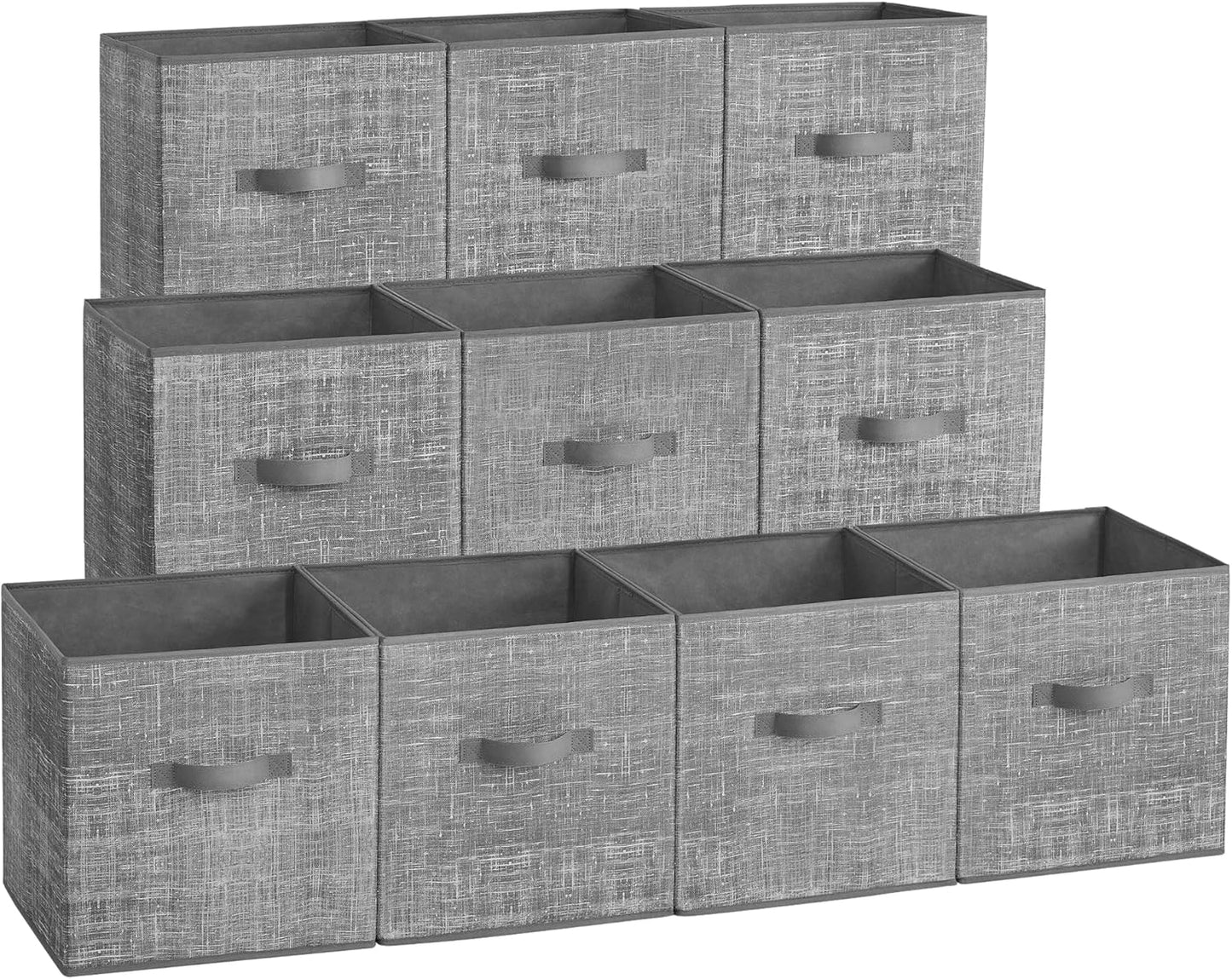 Storage Cubes, 13-Inch Non-Woven Fabric Bins with Double Handles, Set of 8, Closet Organizers for Shelves, Foldable, for Clothes, Cattail Gray UROB833G01