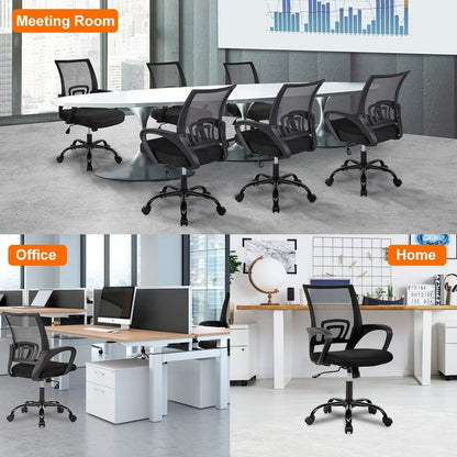 Ergonomic Office Chair Home Desk Chair Task Mesh Computer Chair Gaming with Back Lumbar Support Armrest Modern Swivel Modern Adjustable Rolling Executive Mesh Chair for Women Men (Black)