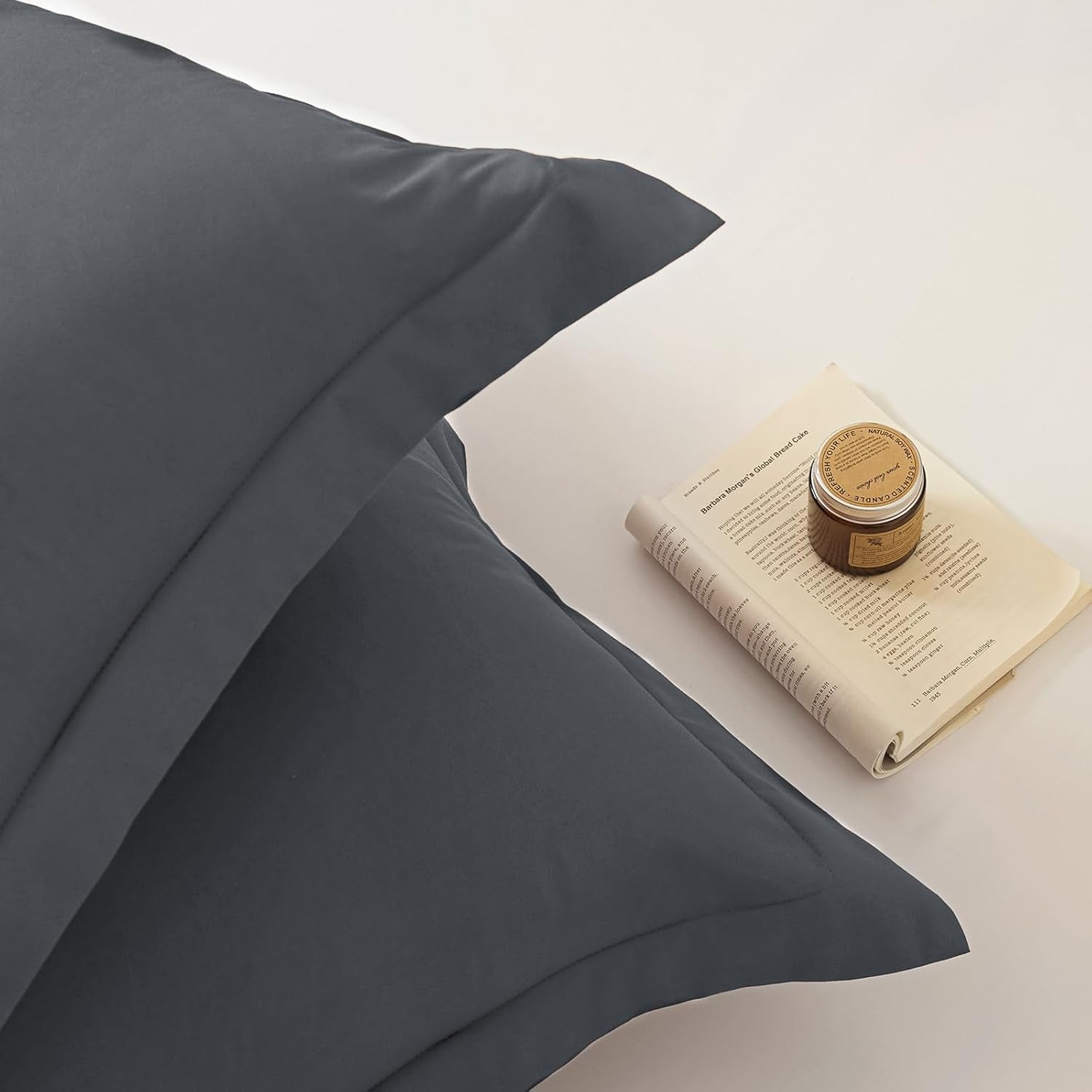 King Pillow Shams Set of 2 Dark Grey Pillow Shams Soft Microfiber Pillow Covers with Envelope Closure, Fade, Wrinkle and Shrink Resistant Bed Pillow Cases, 20 × 36 Inches