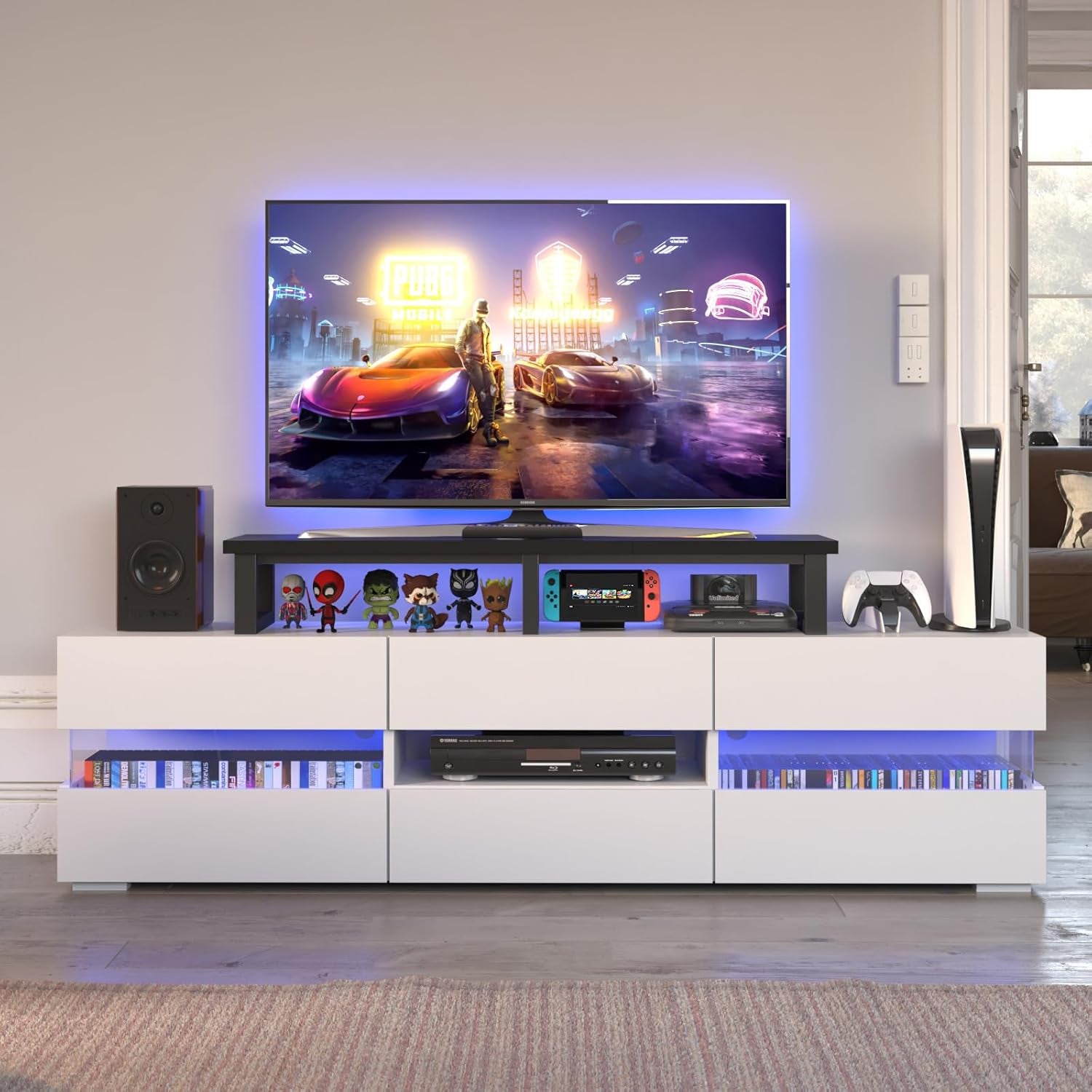 45" Large TV Riser for 32-60 Inch TV, TV Riser Stand Shelf with Steel Legs, Tabletop TV Stand Riser for Home Office,Black