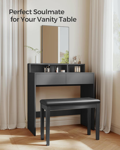 Duet Piano Bench with Padded Cushion and Storage Compartment, Piano Chair Seat, 13.4 X 29.1 X 19.7 Inches, Ink Black ULPB75BK