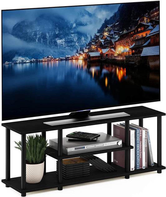 Turn-N-Tube No Tools 3D 3-Tier Entertainment TV Stand up to 50 Inch TV, round Tubes, Walnut