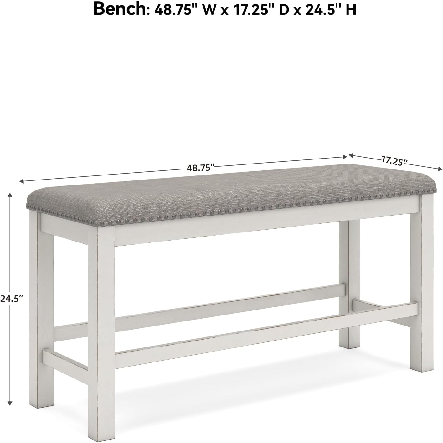Robbinsdale 49" Counter Height Dining Bench, Antique White