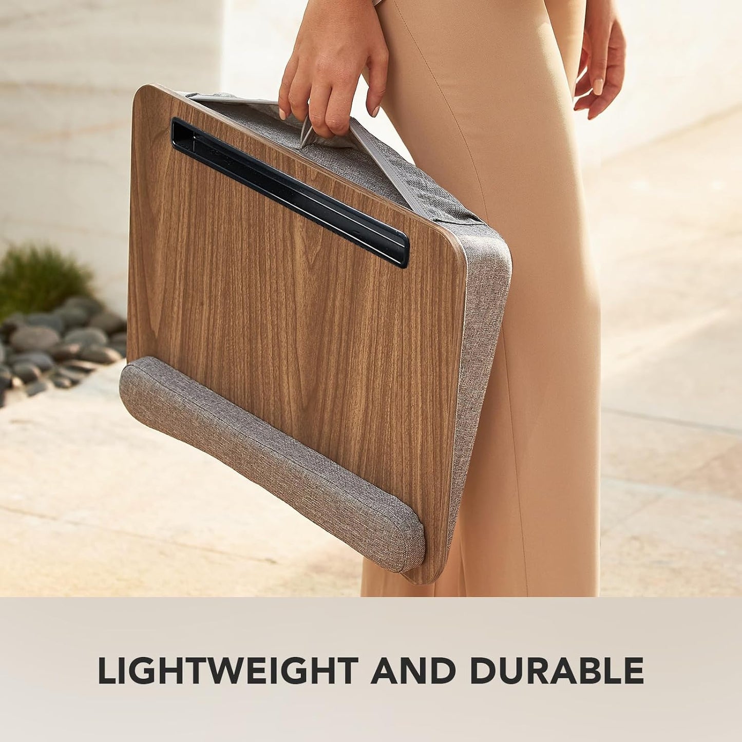 Portable Lap Laptop Desk with Pillow Cushion, Fits up to 15.6 Inch Laptop, with Anti-Slip Strip & Storage Function for Home Office Students Use as Computer Laptop Stand, Book Tablet