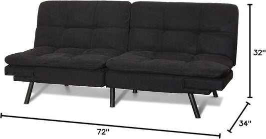 Mainstay.. Memory Foam Futon, Black Suede, Fabric, Wood, Metal + Free Clean Fabric Cloth (Black Suede)