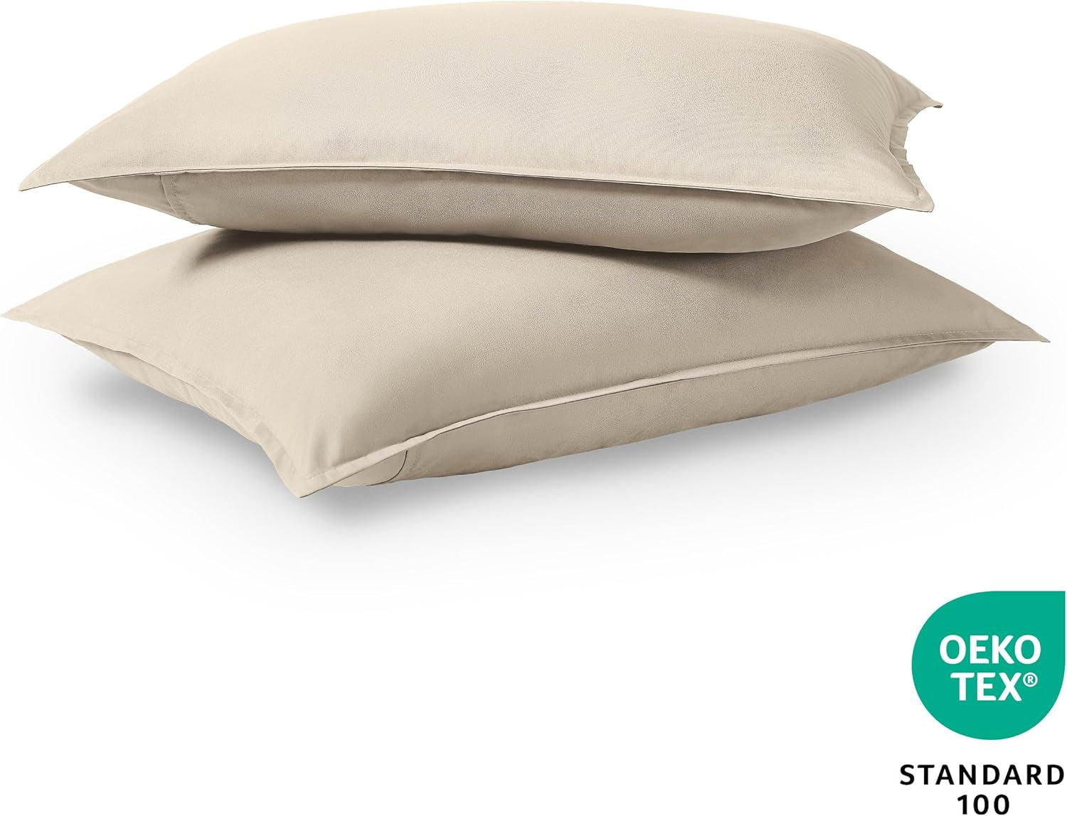 King Pillow Sham Covers - Set of 2 - Premium 1800 Ultra-Soft Microfiber - Double Brushed - Stain & Fade Resistant - Bed Pillow Shams - Pillows Not Included (Set of 2, Sand)