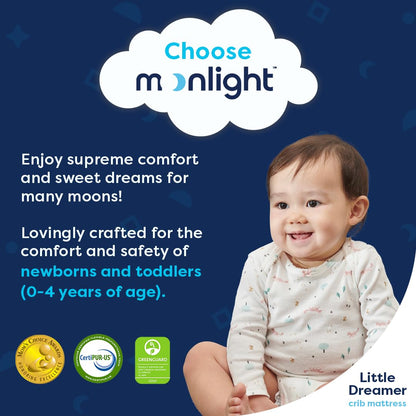 Little Dreamer Crib Mattress – Dual-Sided Baby and Toddler Mattress, Firm Infant Support, Waterproof and Hypoallergenic, 5" Foam, Standard Size, Made in USA