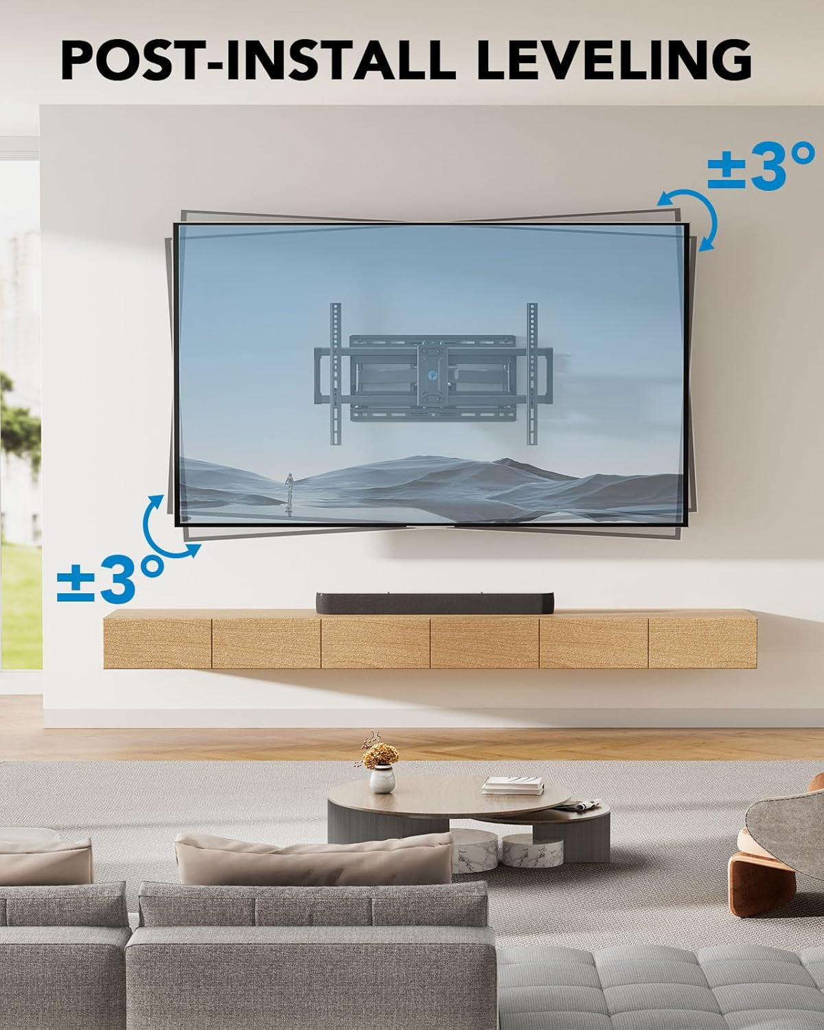 Full Motion TV Wall Mount for 42-85 Inch Flat Screen LED TV up to 132Lbs Swivel Dual Articulating Arms Mount, Tool-Free Tilt Bracket Max VESA 600X400Mm, Fits 8” 12” 16" Wood Studs