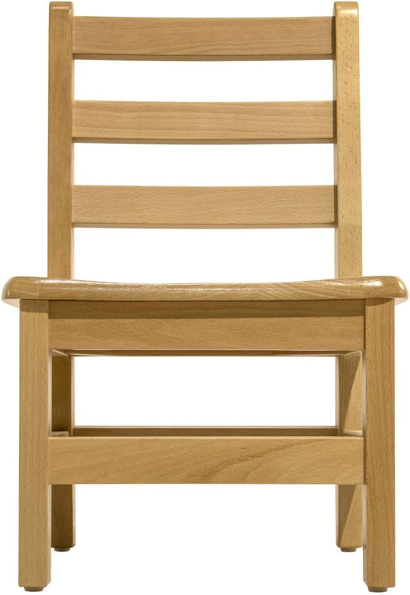 Kids Wooden Chair Set, Fully Assembled Youth Ladderback Wood Chairs for Children, 12" Seat Height for Ages 6-8 (Set of Two)