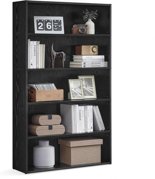 Custos Collection - Bookshelf, 5-Tier Bookcase, Book Shelf, Open Storage Shelf, 9.4 X 30 X 52.8 Inches, for Living Room, Home Office, Dinning Room, Ebony Black ULBC175T56