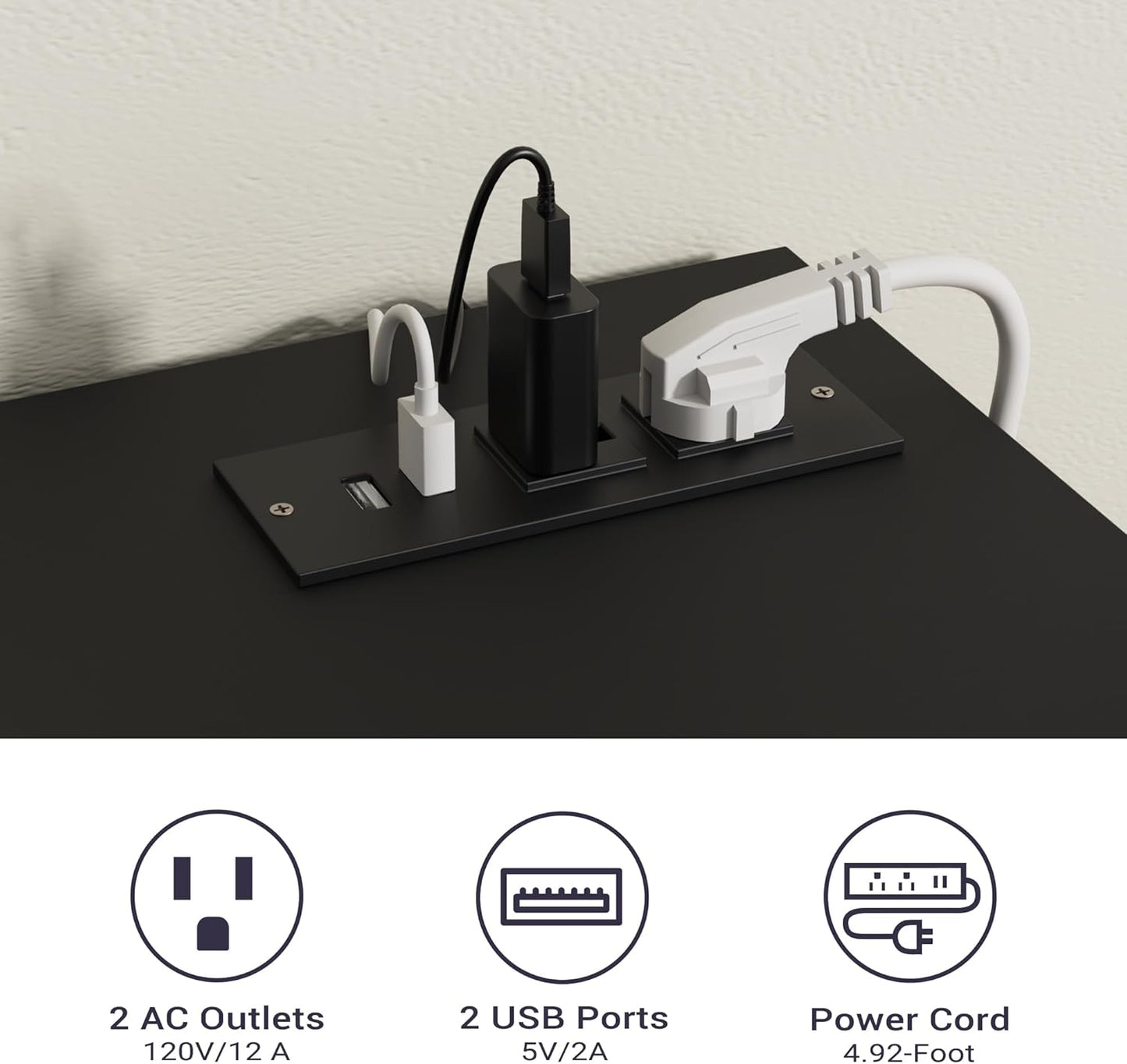 51" W Buffet Cabinet with 4 Doors, High Gloss Sideboard Coffee Bar with LED Lights & Charging Station, Handless Modern Sideboard Storage Cabinet for Living Room, Entryway, Black