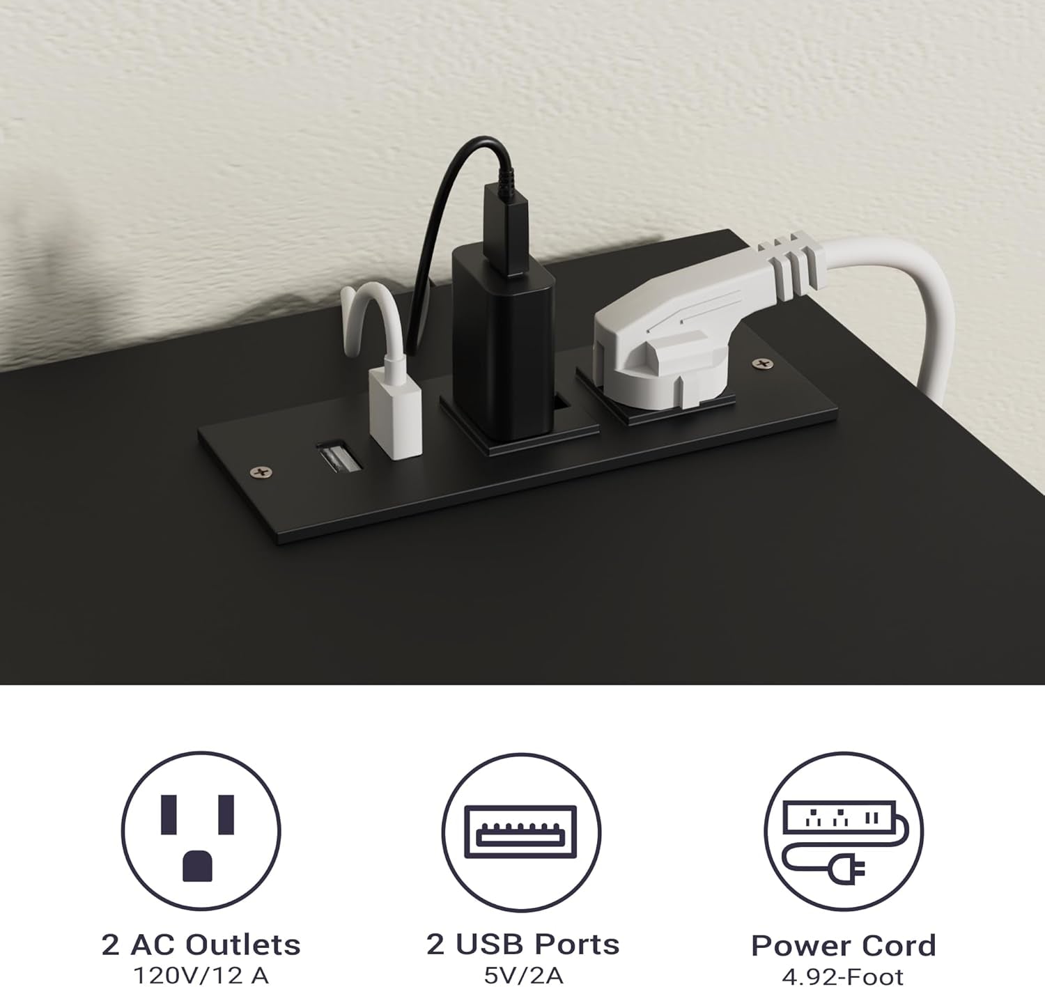 51" W Buffet Cabinet with 4 Doors, High Gloss Sideboard Coffee Bar with LED Lights & Charging Station, Handless Modern Sideboard Storage Cabinet for Living Room, Entryway, Black