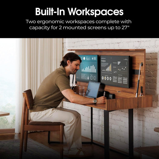 - Dining Table to Computer Desk, Work-From-Home Office, Gaming Desk, Study Desk, Space-Saving Adjustable Furniture, Royal Brown