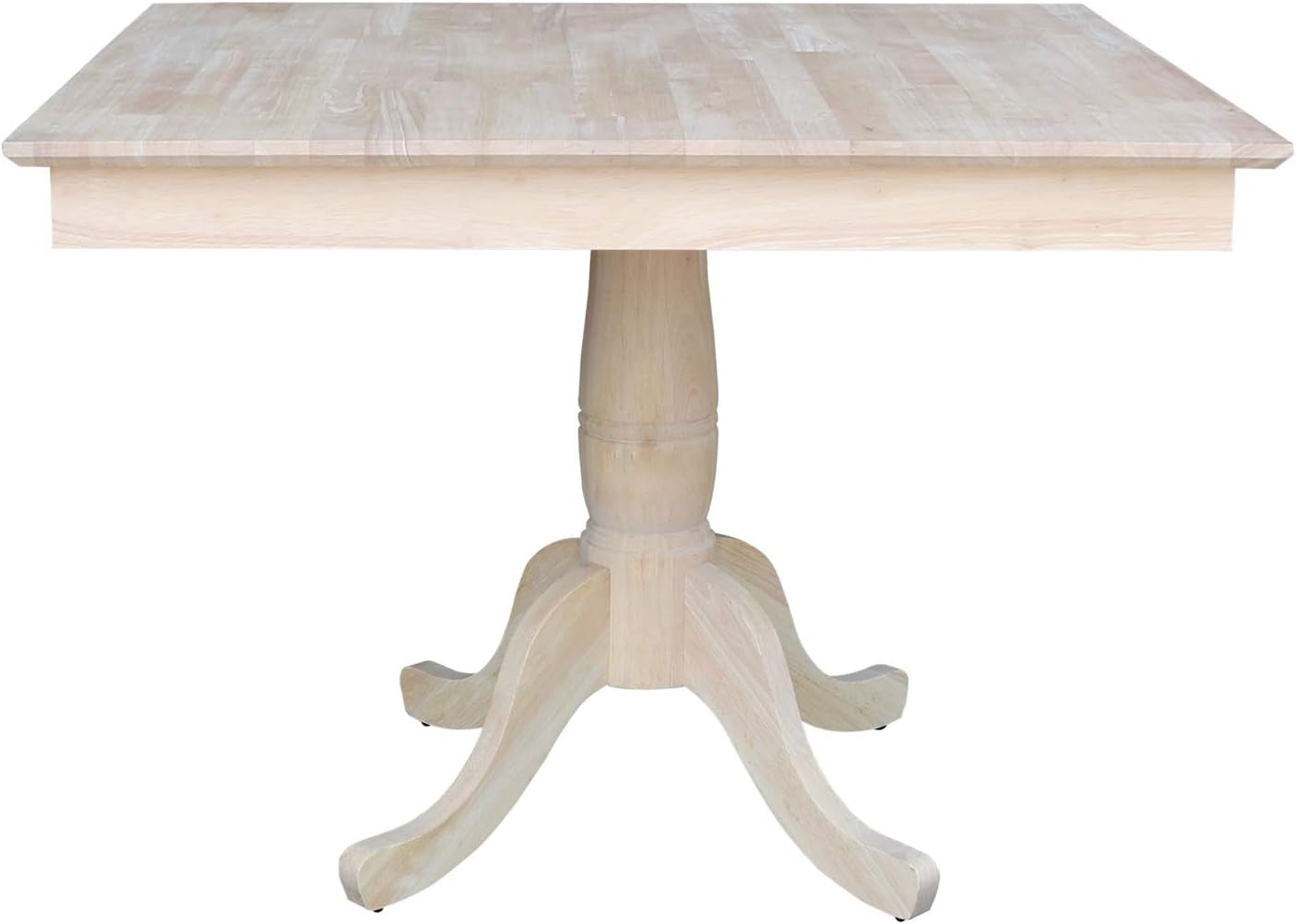 36" X 36" Natural Solid Wood Square Top Pedestal Table - 29.9" Height