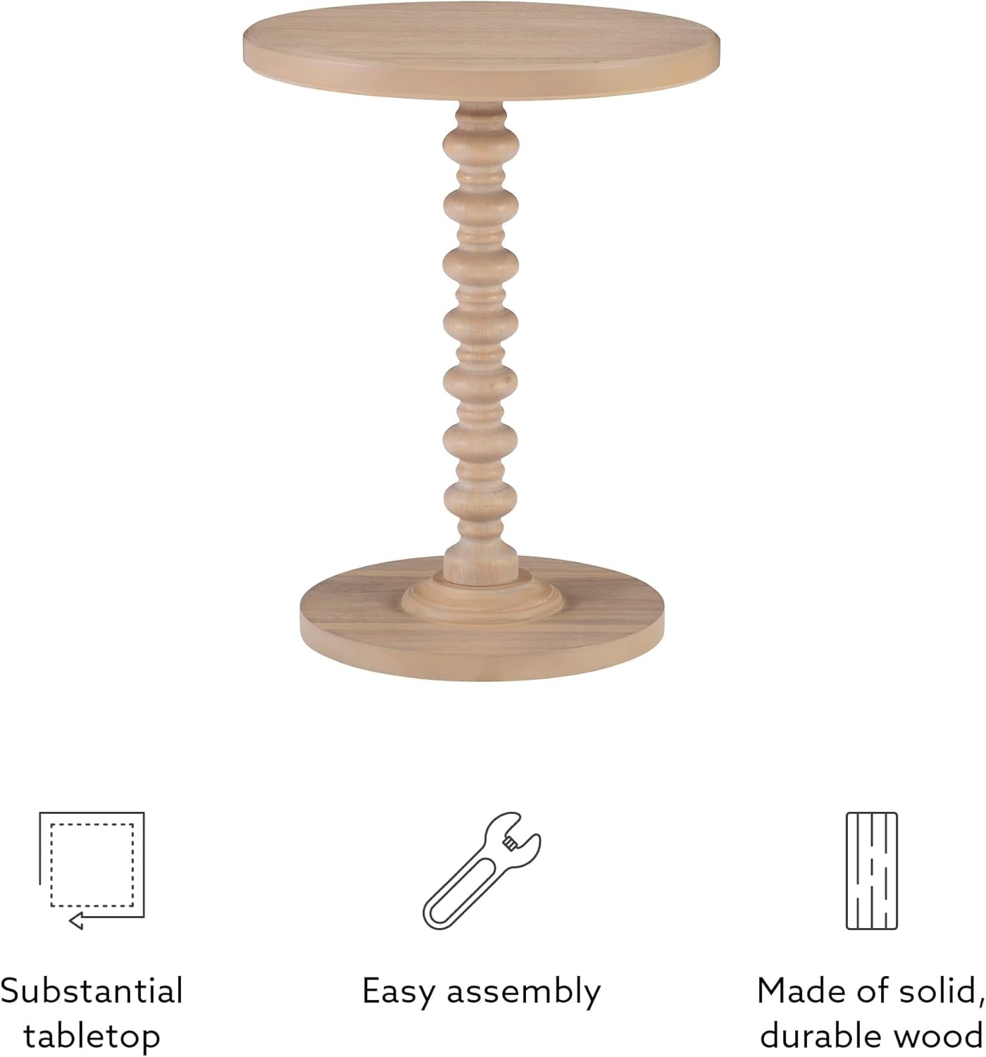 Tarkin round Natural Wood Turned Spindle Pedestal Side Accent Table