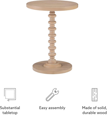 Tarkin round Natural Wood Turned Spindle Pedestal Side Accent Table