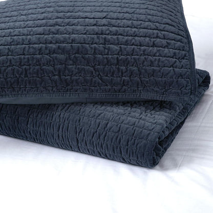 Bed Pillow Sham Royal Cotton Velvet Pic-Stitch King Pillow Sham - 20'' X 36'', Dusty Blue, 1 Piece