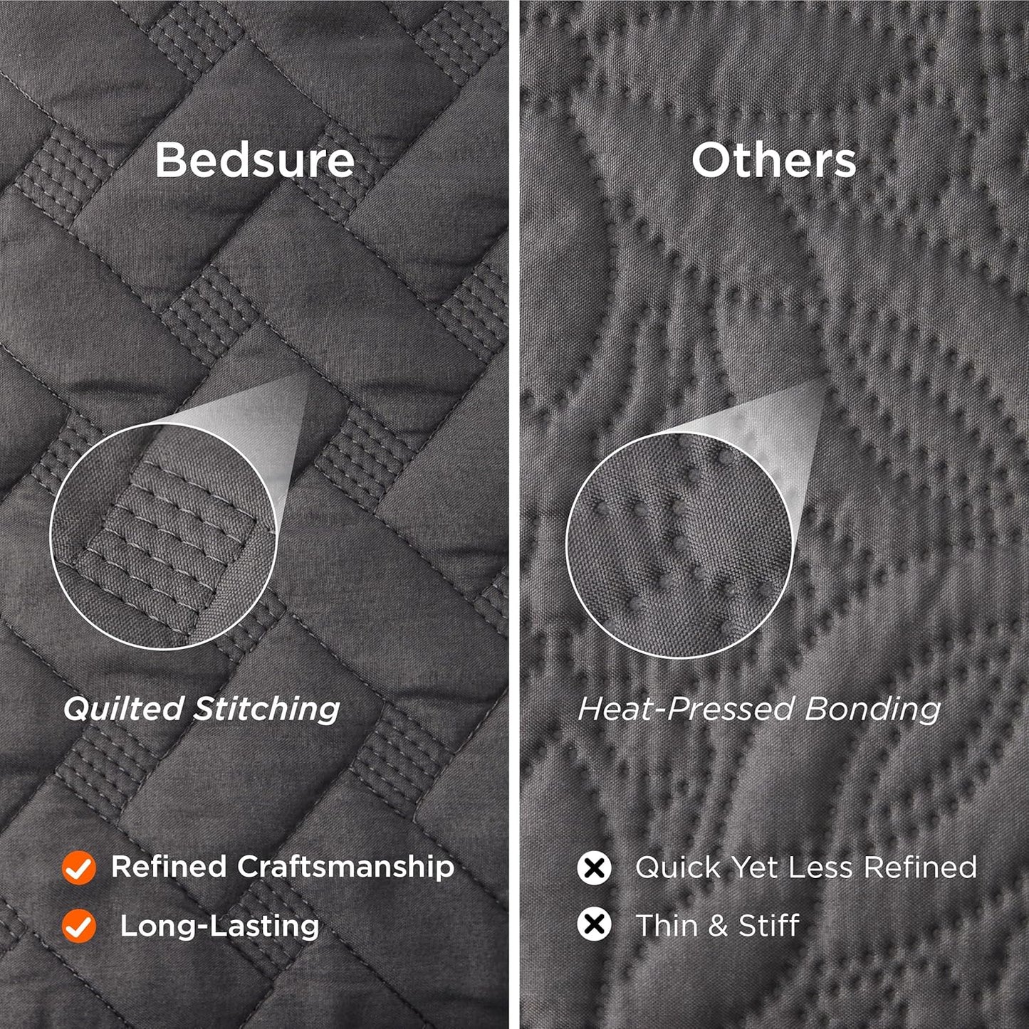 Quilts King Size - Grey Bedspreads King Size with Basket Weave Pattern, Soft Quilt Bedding Set, Lightweight Comforter Set Coverlet for All Seasons with 2 Pillow Shams (106" X 96")