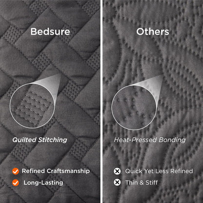 Quilts King Size - Grey Bedspreads King Size with Basket Weave Pattern, Soft Quilt Bedding Set, Lightweight Comforter Set Coverlet for All Seasons with 2 Pillow Shams (106" X 96")