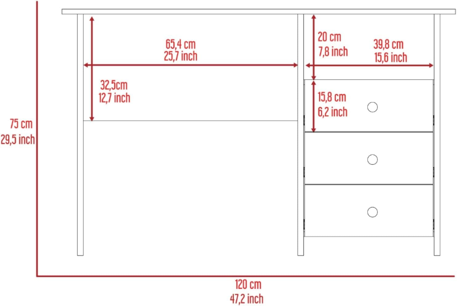 Modern Look Wooden Computer Desk with Open Storage Shelf and 3-Drawers, Multifunctional and Practical Study Writing Table for Studio Apartments, Dorms, Bedrooms, and Small Offices