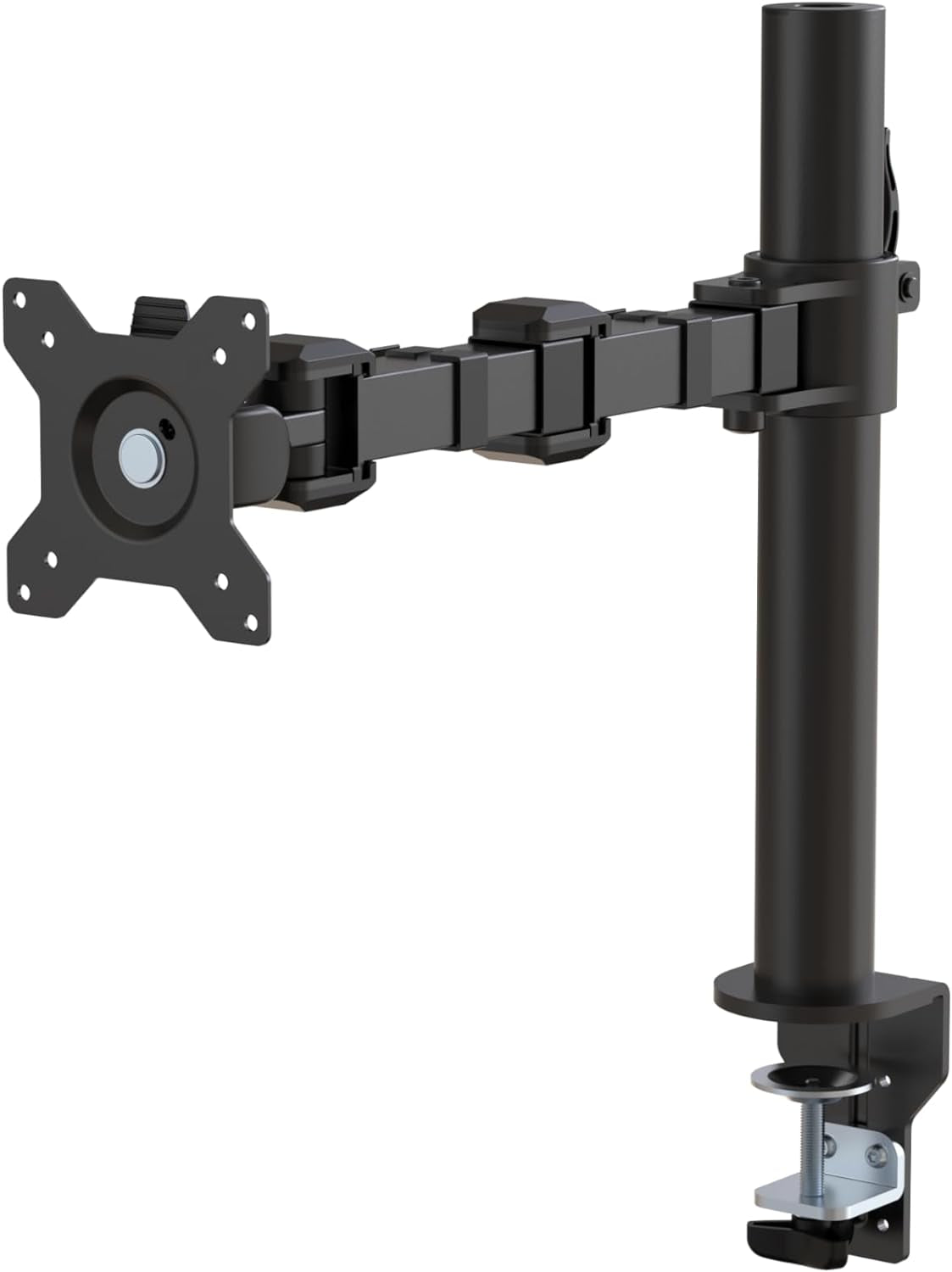 Single Computer Monitor Stand with Tilt and Rotation, Height Adjustable VESA Desk Arm Mount, Steel, 30 Inches, Black