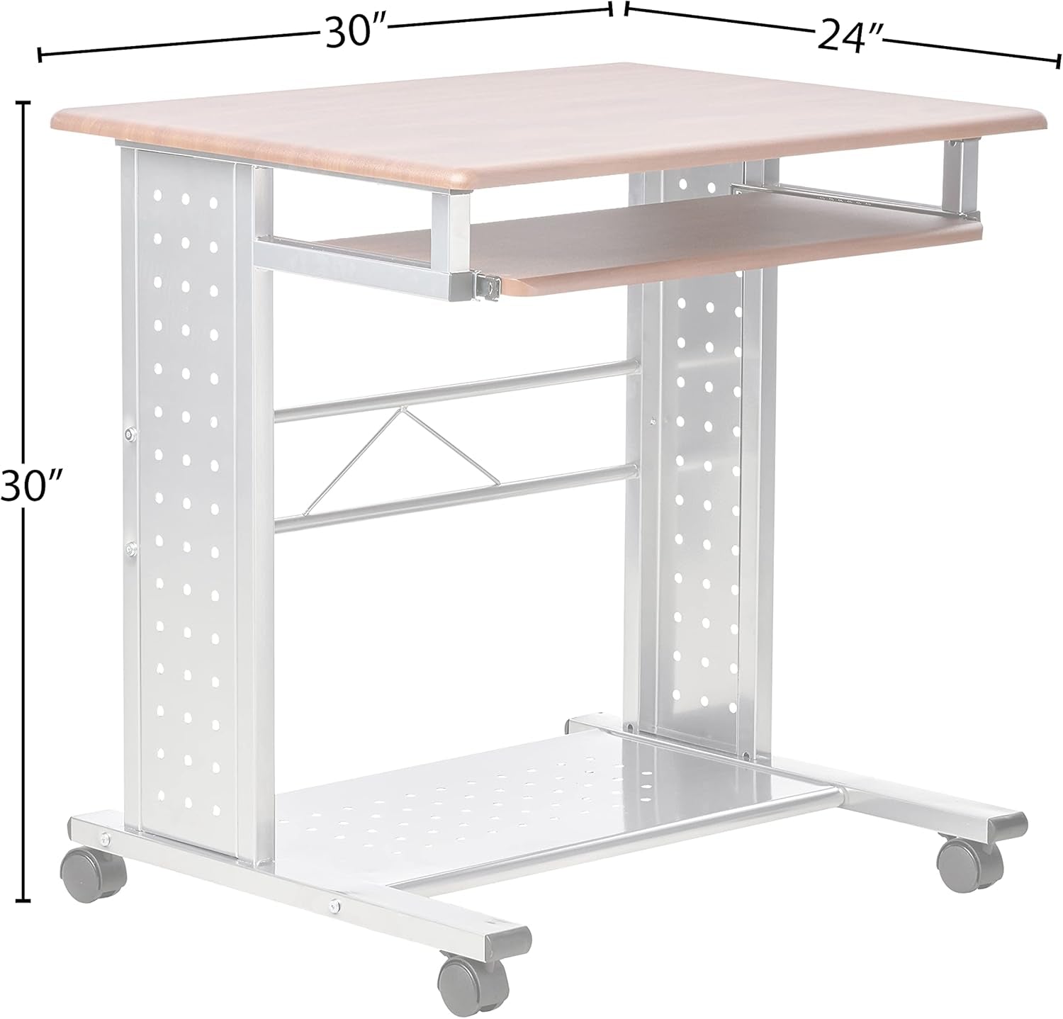 Safco SOHO Mobile Workstation, Medium Cherry and Metallic Gray