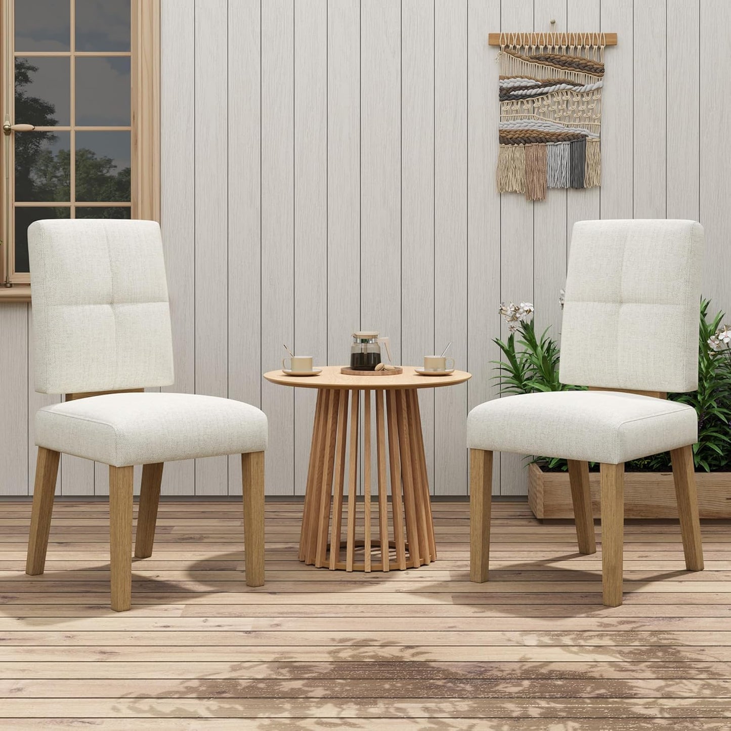 Wooden Dining Chairs Set of 4, Dining Room Chairs with Wood Legs, Cloud-Like Cushion & Reinforcement Structure Design for Kitchen/Living Room/Restaurant, Easy Assembly