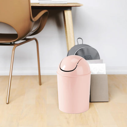 1.25 Gallon Mini Waste Can with Removable Swing-Top Lid - Small Garbage Bin for Kitchen, Bathroom, Bedroom, Office - Compact Trash Can Fit under Tables & Counters - Pink