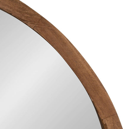 Hutton round Decorative Modern Wood Frame Wall Mirror, 22 Inch Diameter, Natural Rustic