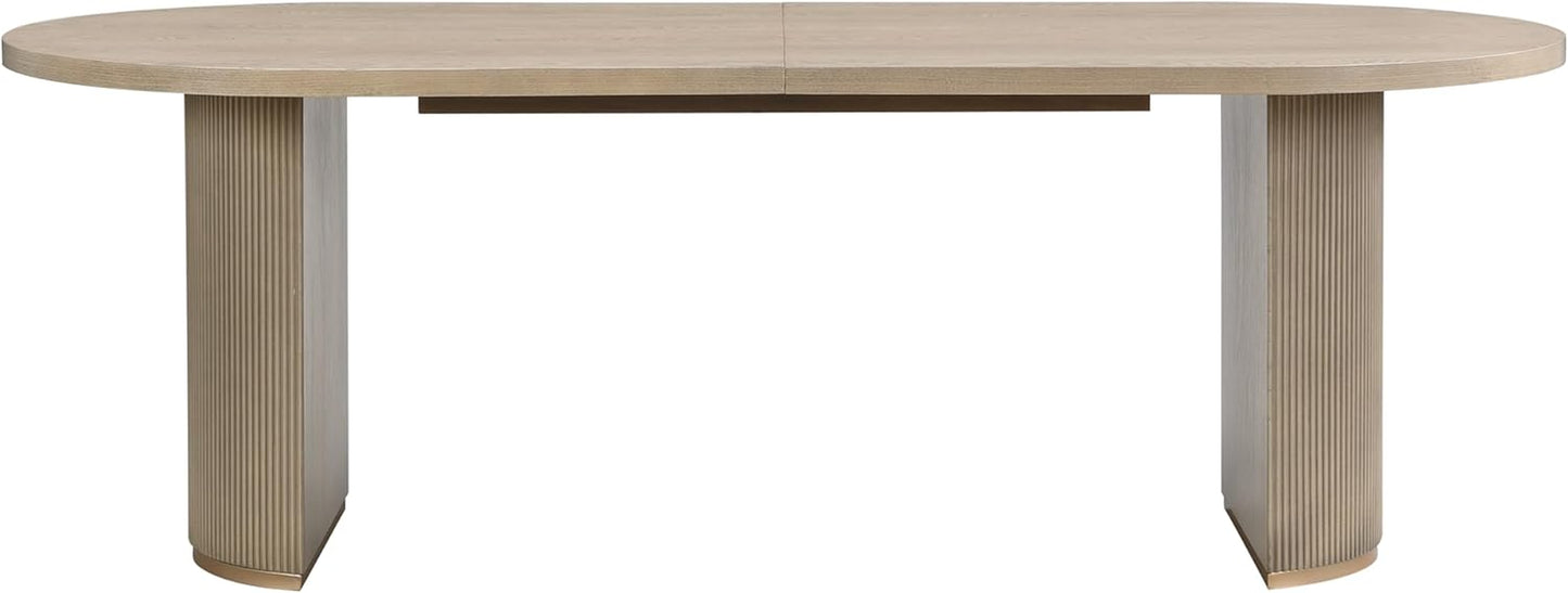 Lancas Modern Minimalist Wooden Indoor Dining Table, Oval Top Dining Table Set for 6, Pedestal Dining Room/Kitchen Table, Ideal for Restaurant/Family Gatherings, Light Ash