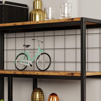 Bookshelves 6 Tiers, Industrial Etagere Heavy Duty Shelves for Living Rooom, Office Storage Geomeric Display Boocase, Vintage Brown
