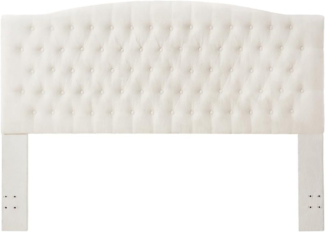 Boucle Upholstered Tufted Button King Headboard and Comfortable Fashional Padded King/California King Size Headboard,6025-K-Boucle-Ivory