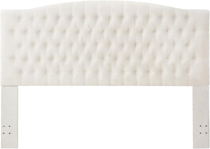 Boucle Upholstered Tufted Button King Headboard and Comfortable Fashional Padded King/California King Size Headboard,6025-K-Boucle-Ivory