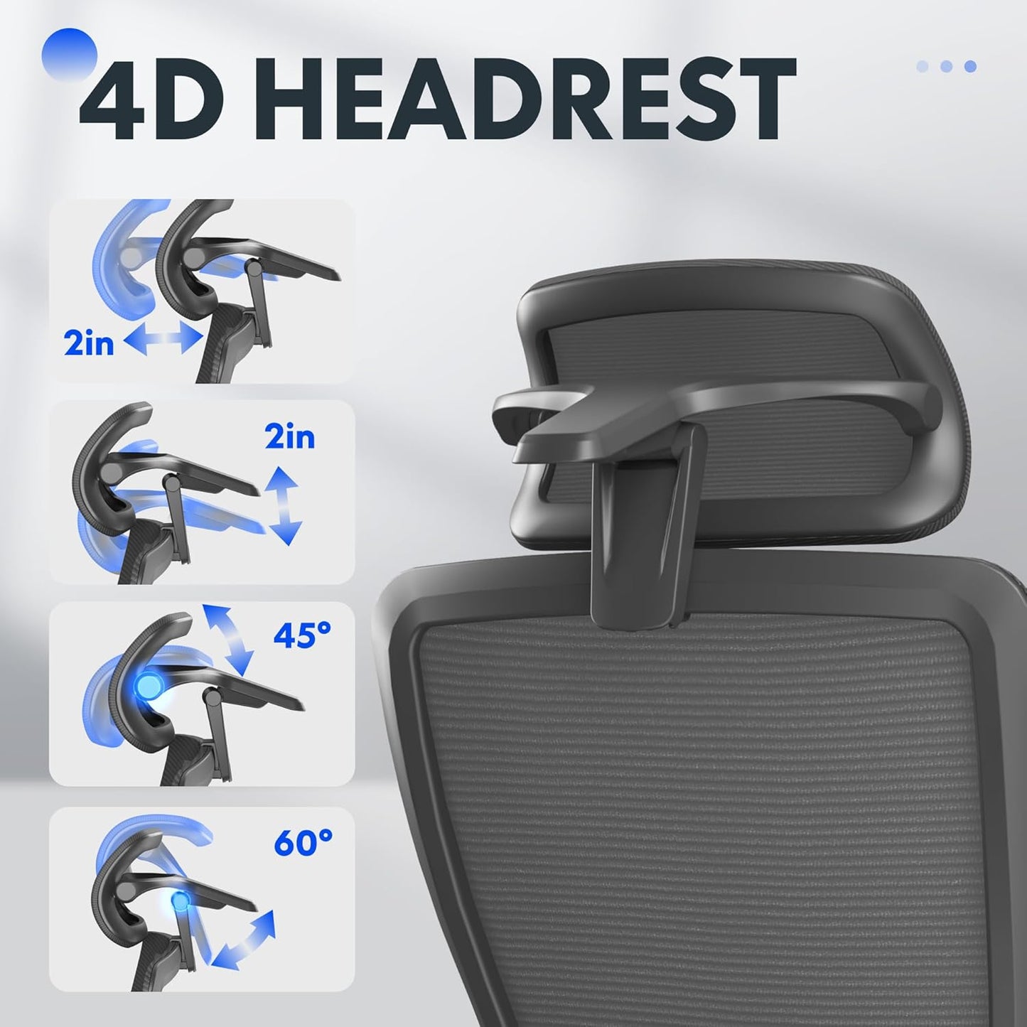 Ergonomic Office Chair with Footrest, Mesh Back Computer Chair, Home Office Desk Chairs, with Adjustable Lumbar Support/4D Headrest/Reliable Base, Elastic Foam Seat, Black, OC3 Cloud-F