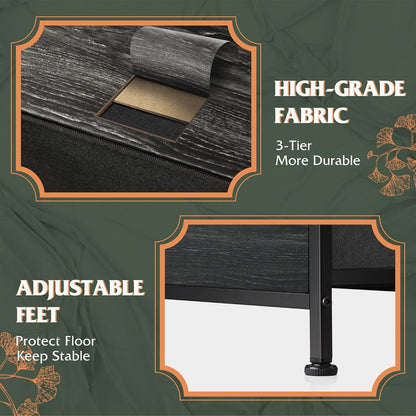 Dresser for Bedroom with 8 Drawers, Wide Fabric Dresser for Storage and Organization, Bedroom Dressers, Chest of Drawers for Living Room, Closet, Hallway, Charcoal Black Wood Grain Print