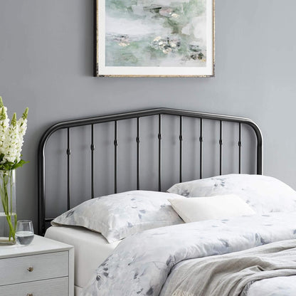 Lennon Modern Farmhouse Metal Queen Headboard in Black