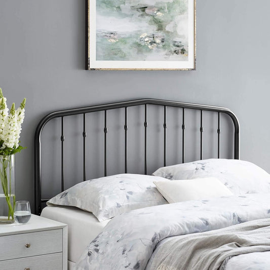 Lennon Modern Farmhouse Metal Queen Headboard in Black