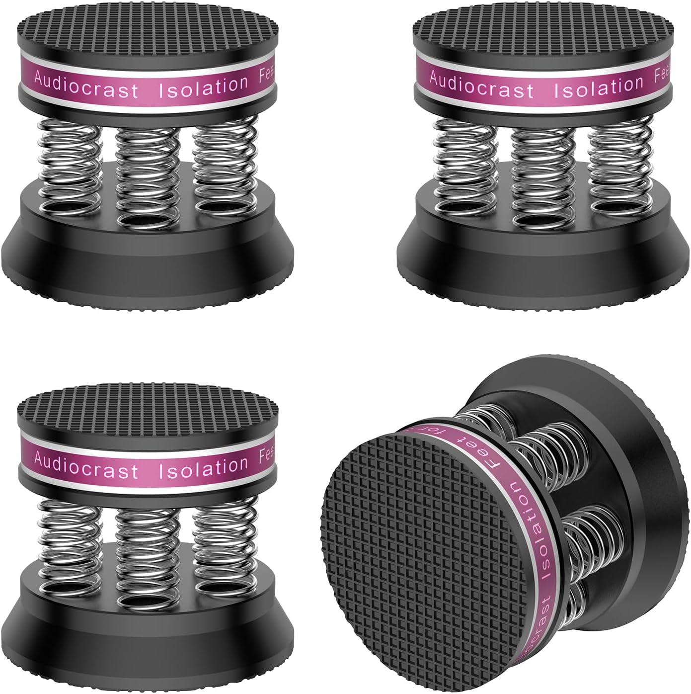 4Px Spring Speaker Spike Pads, Isolation Stand Feet, Aluminum Non-Slip Speaker Floor Protectors, Sound Dampening anti Vibration Speaker Base Pad for Hifi Amplifier/Dac/Turntable/Player