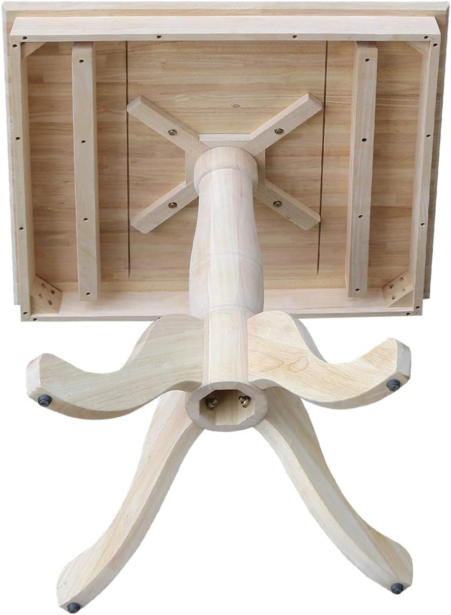 36" X 36" Natural Solid Wood Square Top Pedestal Table - 29.9" Height