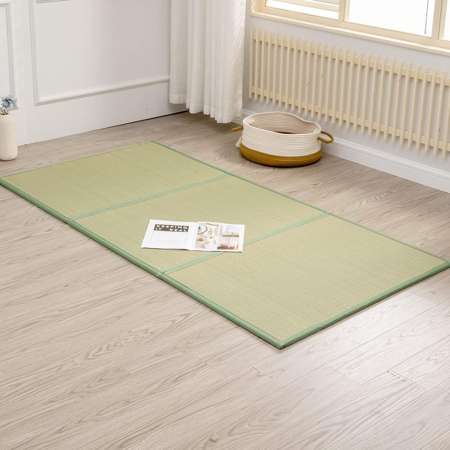 Tatami Mat (Twin 79" X 39" X 0.5"), Japanese Traditional Tatami Mattress, Natural Rush Grass Floor Tatami Futon Mattress for Sleeping, Sitting, Yoga, Relaxing (Twin)