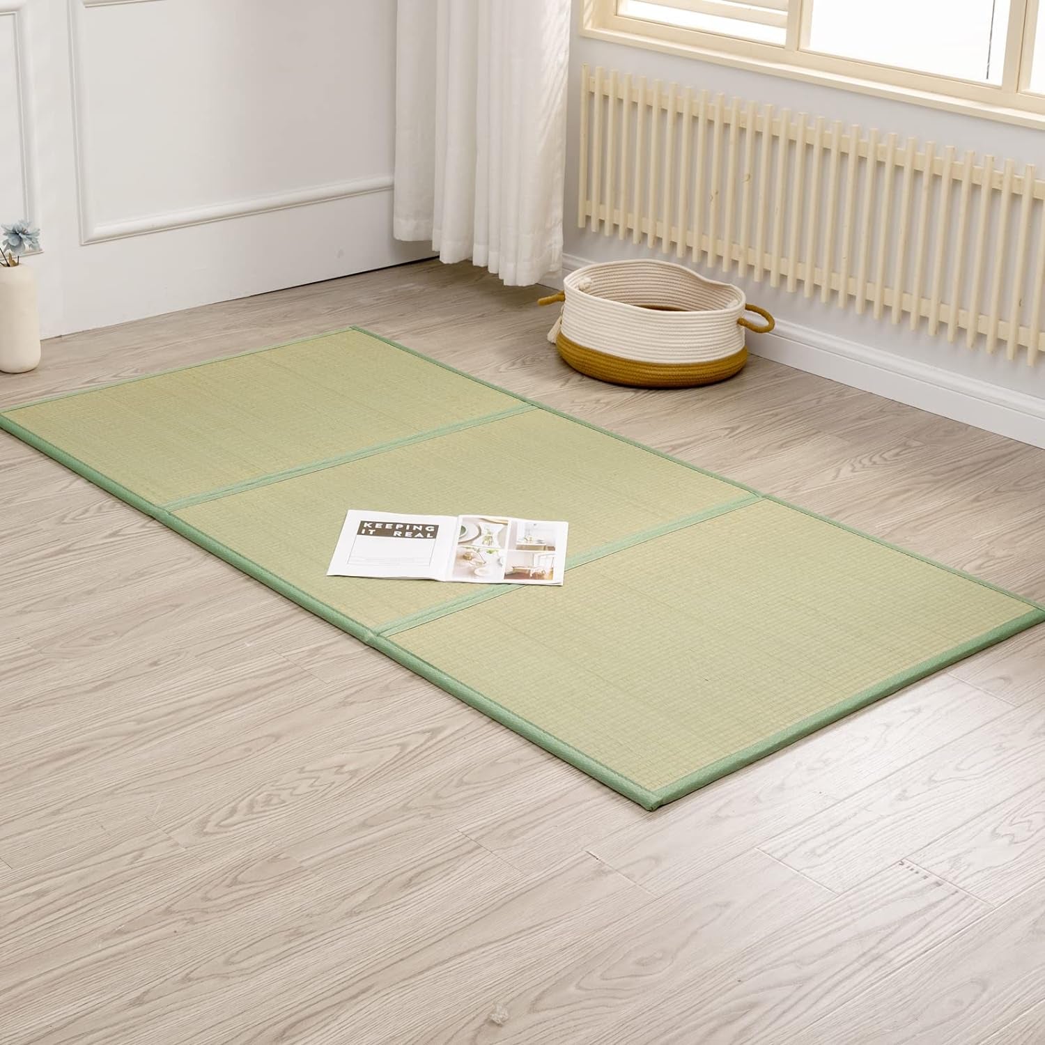 Tatami Mat (Twin 79" X 39" X 0.5"), Japanese Traditional Tatami Mattress, Natural Rush Grass Floor Tatami Futon Mattress for Sleeping, Sitting, Yoga, Relaxing (Twin)