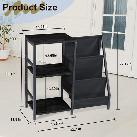 Record Player Stand,Record Player Stand with Vinyl Record Storage,Turntable Stand Holds, Brown End Table for Music Room,Record Cabinet for Vinyl Records Media Stereo.（Black）