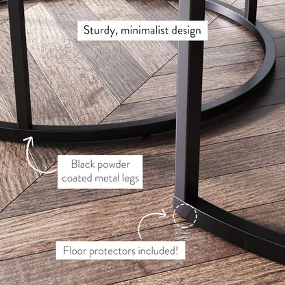 Stella round Modern Nesting Coffee Set of 2, Stacking Living Room Accent Tables with an Industrial Wood Finish and Powder Coated Metal Frame, Warm Nutmeg/Matte Black
