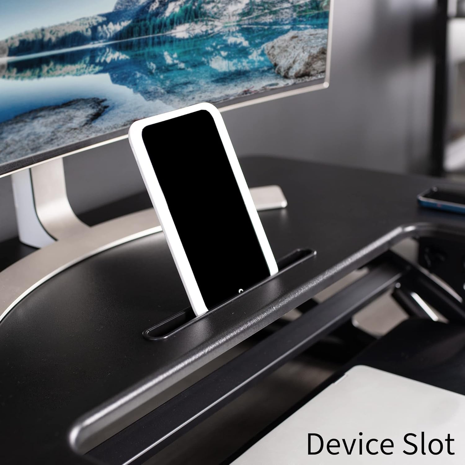 36 Inch Height Adjustable Stand up Desk Converter, V Series, Quick Sit to Stand Tabletop Dual Monitor Riser Workstation, Black, DESK-V000V