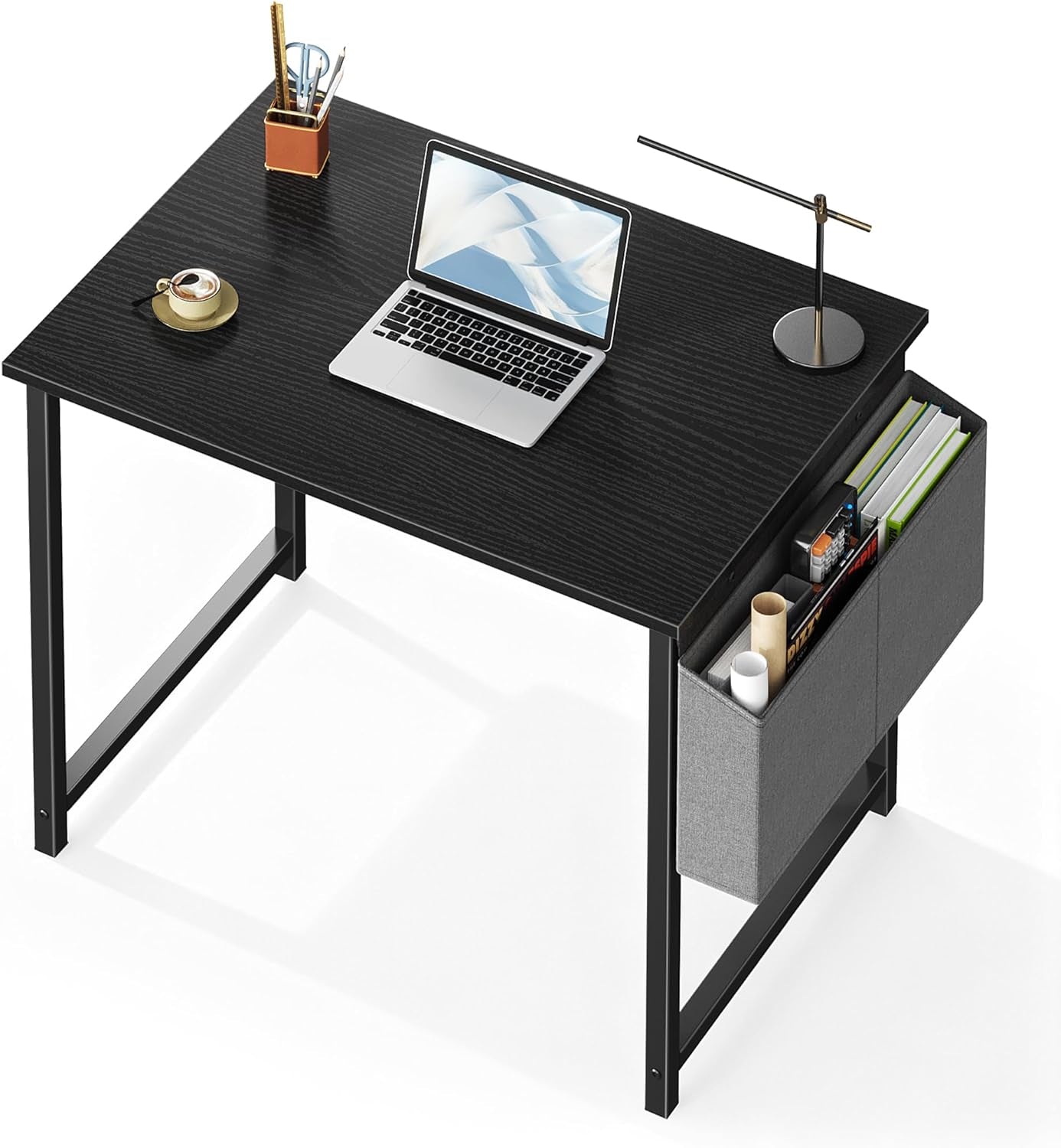 Computer Desk 31 Inch Home Office Desks for Small Spaces, Gaming Writing Study Work Table with Storage Bag for Bedroom, Black