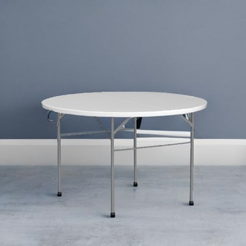 48" round Bi-Folding Commercial Table, 4 Feet Portable Plastic Dining Card Table for Kitchen or Outdoor Party Wedding Event, 1-Pack